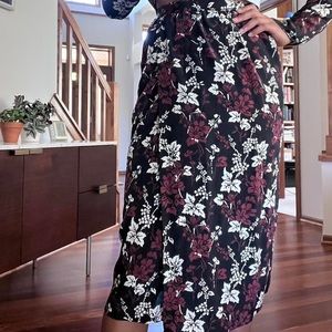 Vintage Black maroon and white silk skirt